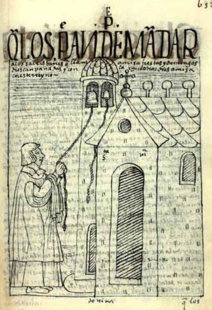Q[ve] Los P[adres] an de Mandar a los Sacristanes que Llame a Misa, Fiestas y Dominigos Dies Canpanadas y Con la Chica, Otros Dies a Misa en Este Rreyno