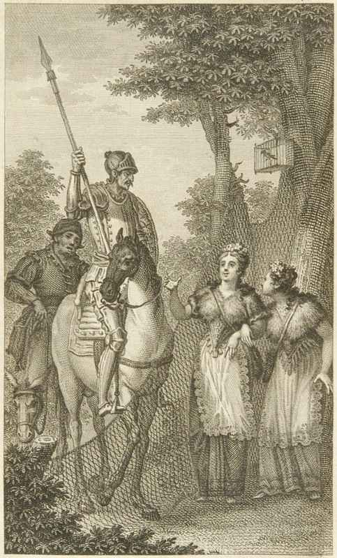 [Don Quixote and Sancho Panza meet two shepherdesses]