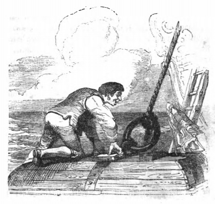 [A crew member opens the lid of Gulliver’s box-house]