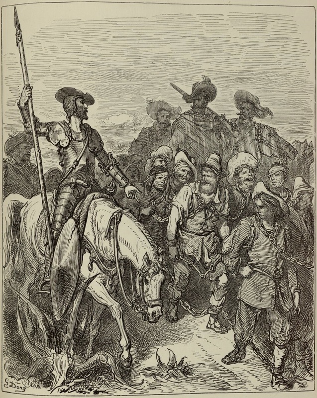 Don Quichotte, continuant son interrogatoire, demanda au suivant quel était son crime