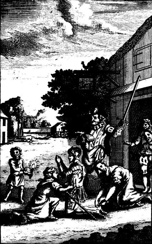 [Don Quixot Dubb'd a Knight Errant by the Innkeeper]