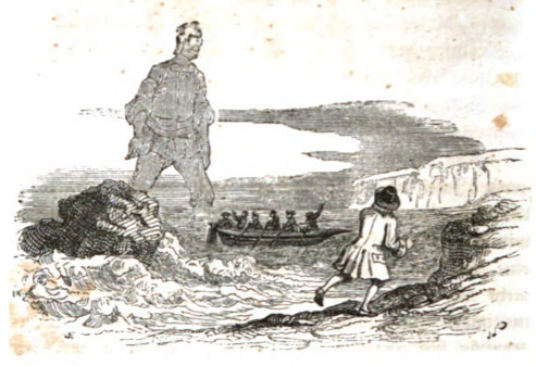 [Gulliver’s crew flees after seeing a giant, leaving him stranded on Brobdingnag]