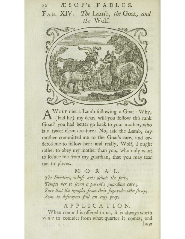 The Lamb, the Goat, and the Wolf. Other Titles: The Lamb Brought up by a Goat
