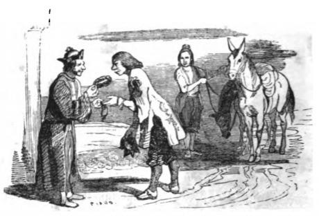 [Gulliver hires a guide and two mules to show him Maldonada]