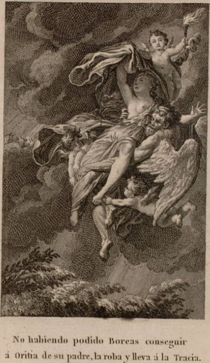 No habiendo podido Boreas conseguir a Oritia de su padre, la roba y lleva a la Tracia