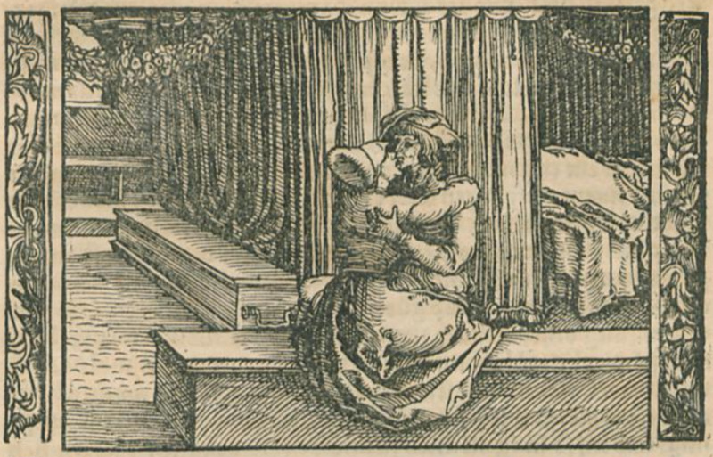 [Act XVII – Calisto and Melibea (?) Locked in Embrace]