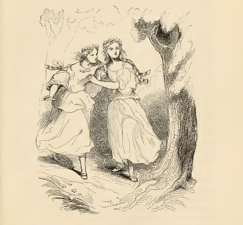 [Two Shepherdesses Emerge from the Forest]]