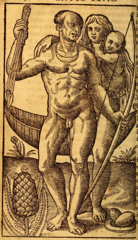 [A Tupinambá man, woman and child]