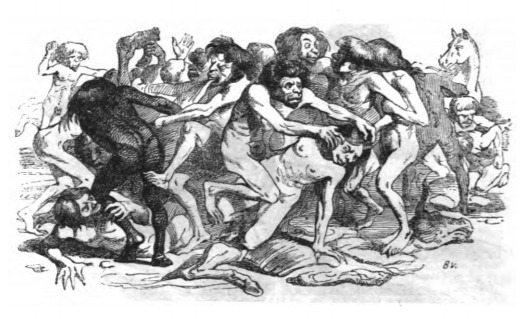 [a group of Yahoos fighting]