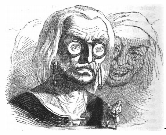 [Two giants from Brobdingnag speak with Gulliver]