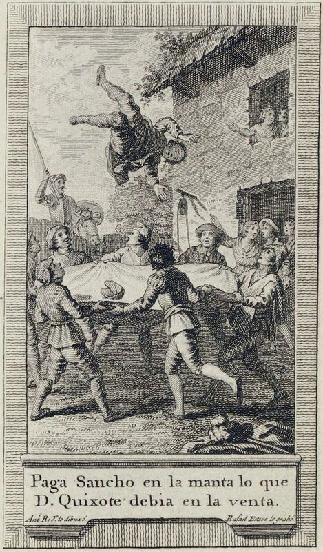 Paga Sancho en la manta lo que D. Quixote debia en la venta