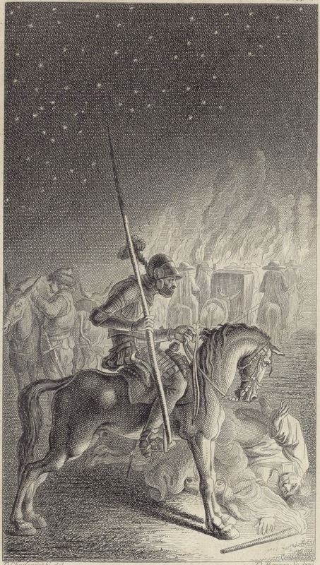 [Don Quixote attacks Alonso López]