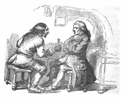 [Gulliver speaks with the captain of the ship]