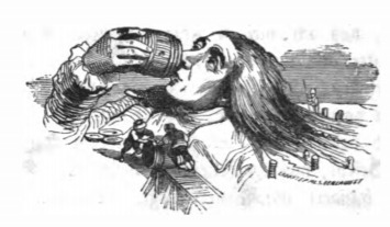 [Gulliver drinks from barrels on Lilliput]