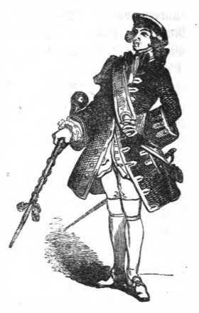 [Gulliver prepares to speak with the King of Brobdingnag wearing his best clothes]