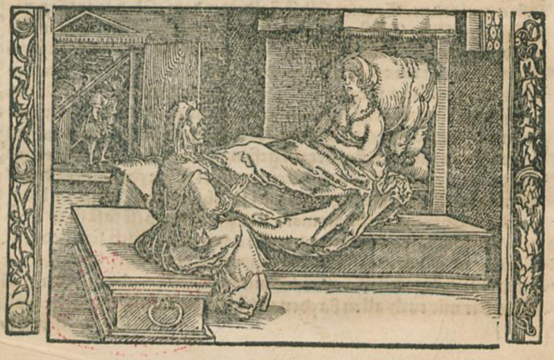 [Act VII – Celestina Talking with Areusa While Pármeno Waits by the Stairs]