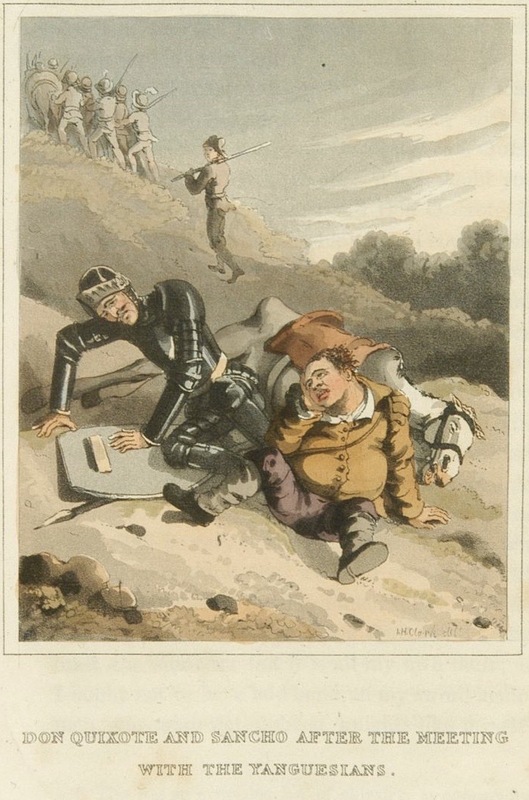 Don Quixote and Sancho after the meeting with the Yanguesans