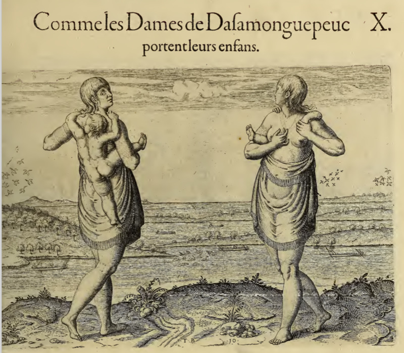 Comme les Dames de Dasamonguepeuc portent leurs enfans. X.