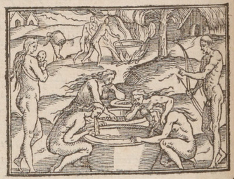 [Indigenous Brazilians prepare an alcoholic beverage]