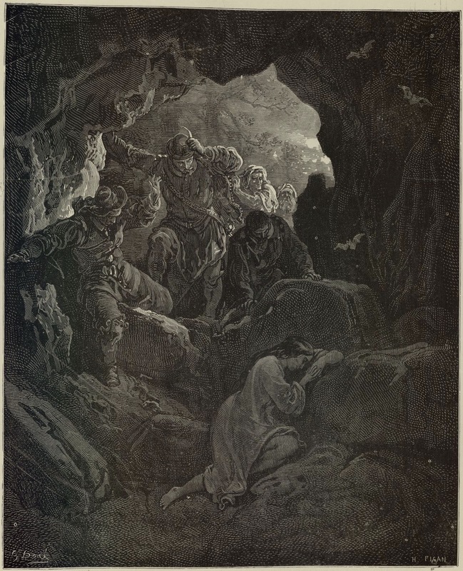 Enfin, au bout de trois jours on trouva la capricieuse Léandra dans le fond d'une caverne