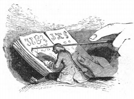 [Glumdalclitch teaches Gulliver to read the language of Brobdingnag]
