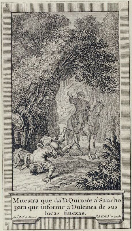 Muestra que da D. Quixote á Sancho para que informe á Dulcinea de sus locas finezas