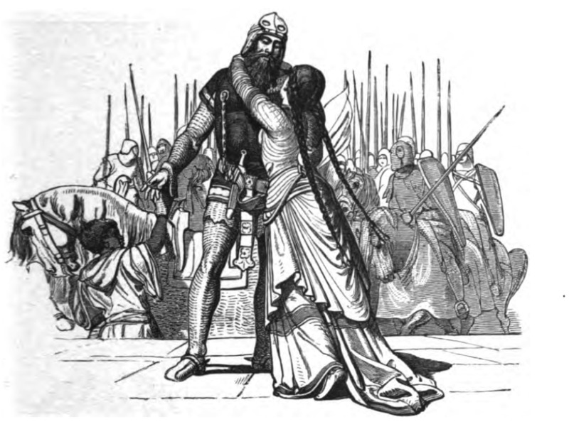 [Jimena in the arms of El Cid]