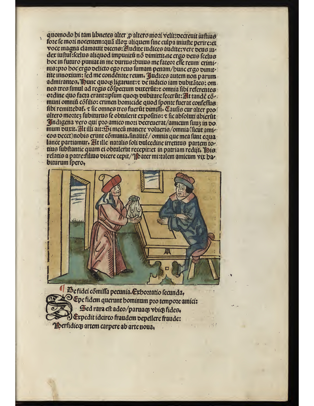 Esopi Appologi siue Mythologi cum quibusdam carminum et fabularum additionibus Sebastiani Brant [The second admonition: Of entrusted money]