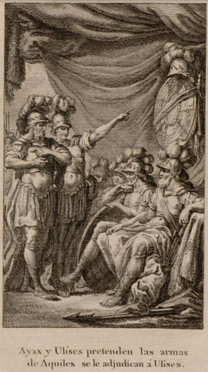 Ayax y Ulises pretenden las armas de Aquiles se le adjudican a Ulises