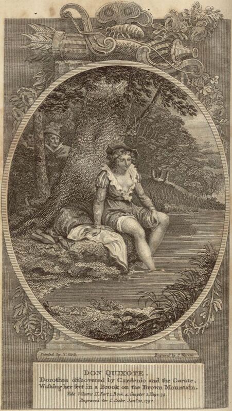 Dorothea discovered by Cardenio and the Curate, Washing her feet in a Brook on the Brown Mountain