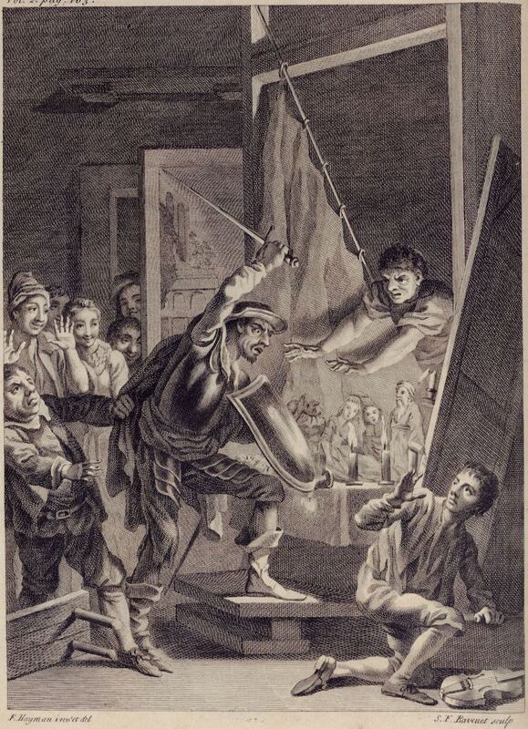 [Don Quixote attacks the puppets]