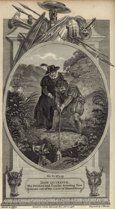 The Student and Sancho drawing Don Quixote out of the Cave of Montesinos