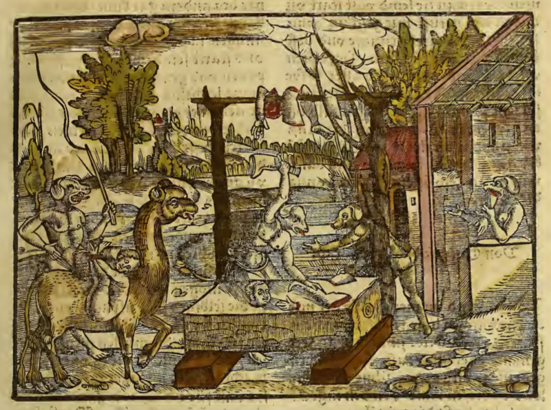 [Dog-headed cannibals on a Caribbean island]