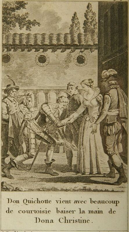 Don Quichotte vient avec beaucoup de courtoisie baiser la main de Dona Christine