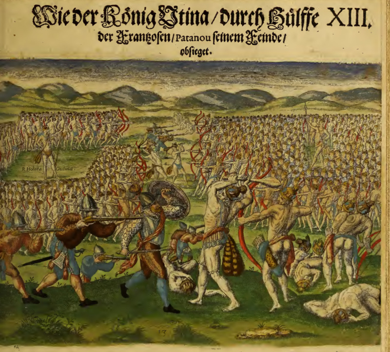 Wie der König Otina, durch Hülffe der Frantzosen, Patanou seinem Feinde, obsieget. XIII.