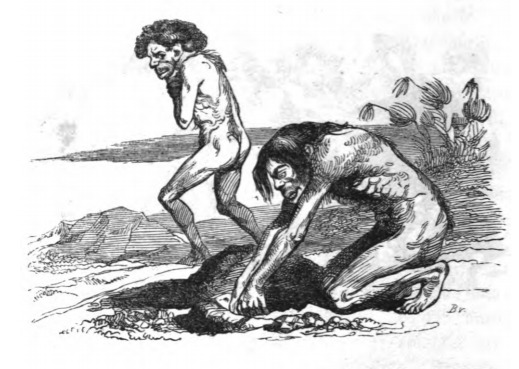 [Yahoos digging for gemstones]