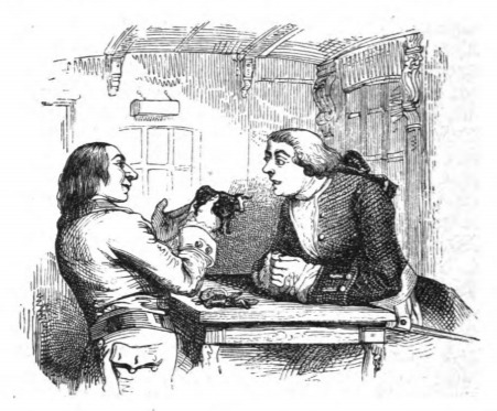 [Gulliver shows Captain Biddel a cow from Blefuscu]