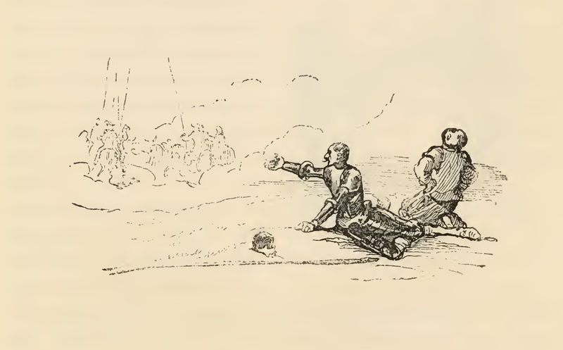 [Don Quixote and Sancho Trampled and Rolling on the Ground]