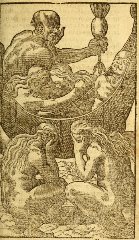 [Tupinambá men and women mourn a deceased man]