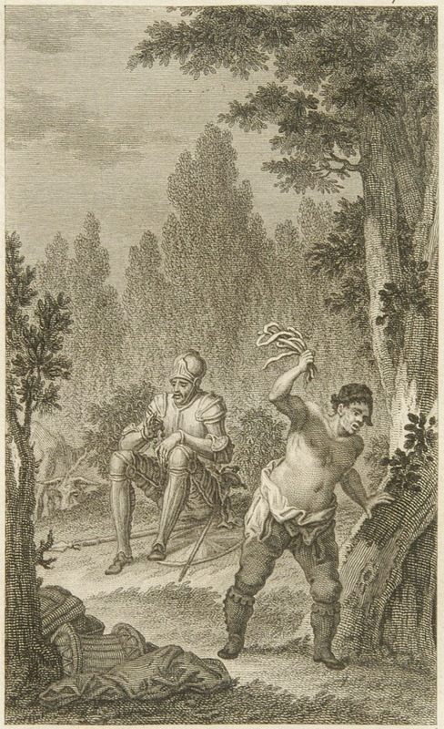 [Sancho Panza gives himself lashes to disenchant Dulcinea]