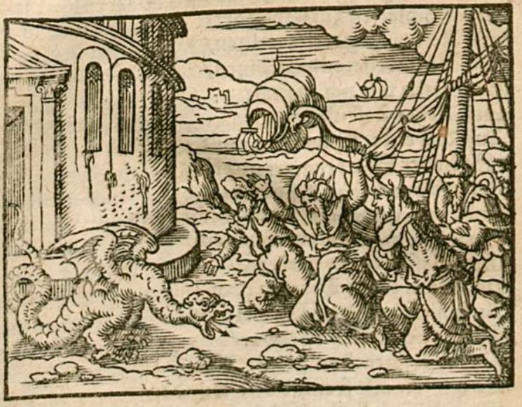 Aesculapius verwandlet sich in einen Drachen