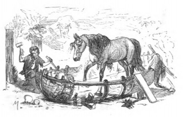 [Gulliver and the Sorrel Nag build a boat]