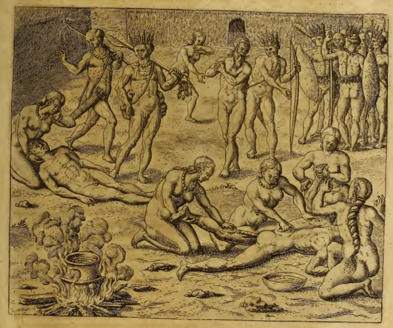 [The Tupinambá prepare to dismember an executed man]