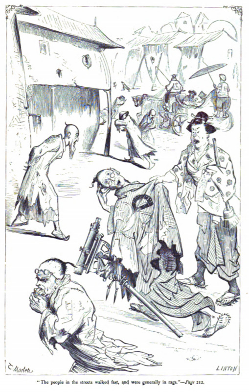 “The people in the streets walked fast, and were generally in rags.” - Page 212