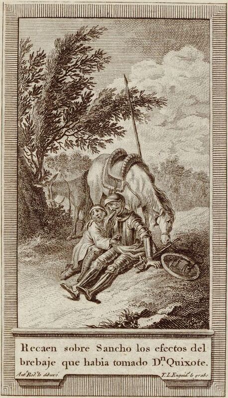 Recaen sobre Sancho los efectos del brebaje que habia tomado Dn. Quixote