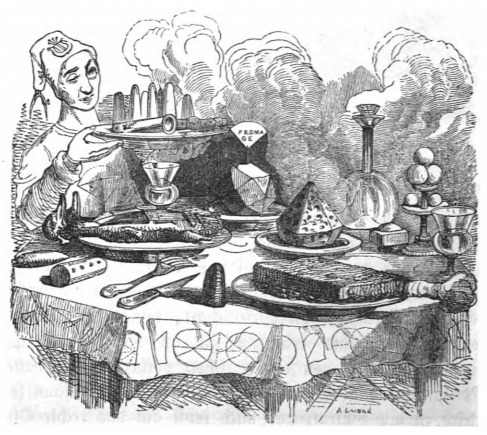 [Gulliver’s first meal at the Court of Laputa]