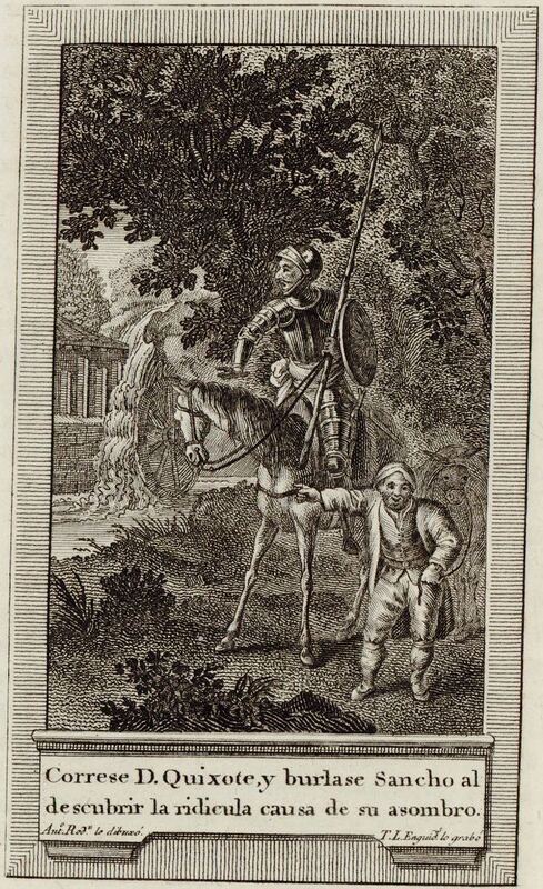 Correse D. Quixote, y burlase Sancho al descubrir la ridicula causa de su asombro