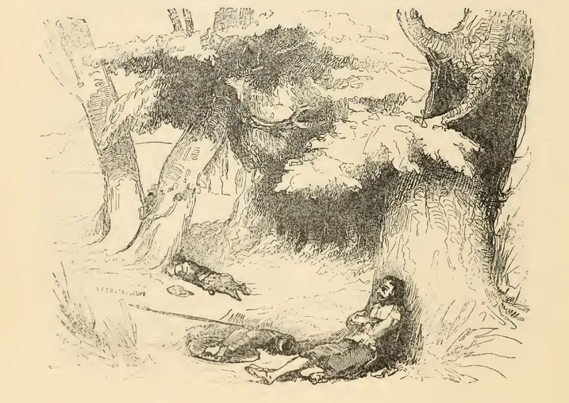 [Don Quixote and Sancho Panza Rest Beneath Trees]