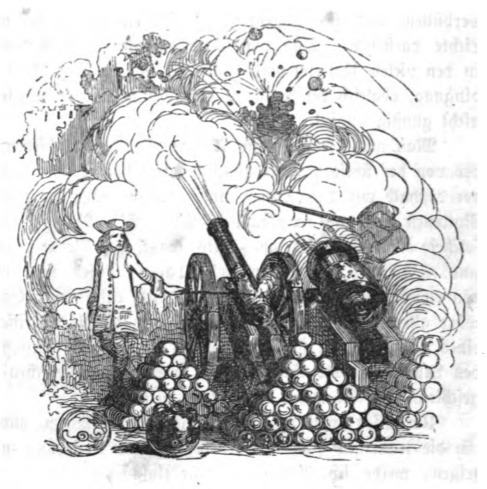 [Gulliver describes gunpowder to the King of Brobdingnag]
