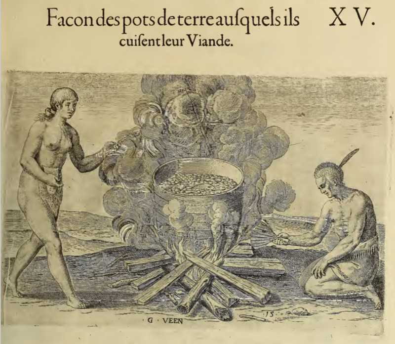 Facon des pots de terre ausquels ils cuisent leur Viande. XV.